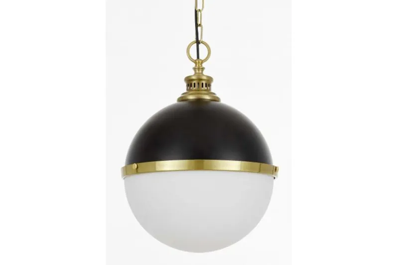 LAMPADA A SOSPENSIONE LOFT NERA E OTTONE LARGO
