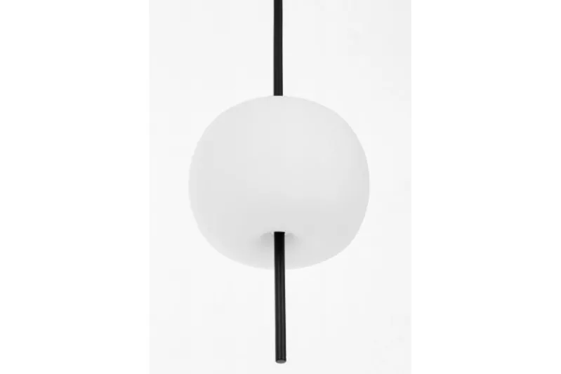 Lampada a sospensione moderna a sfera bianca e asta in metallo nero ALPINA D20