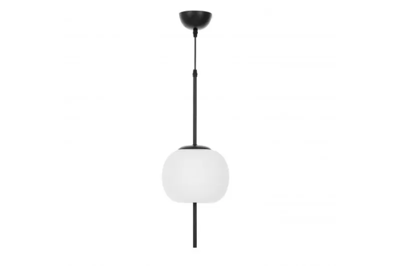 Lampada a sospensione moderna a sfera bianca e asta in metallo nero ALPINA D20