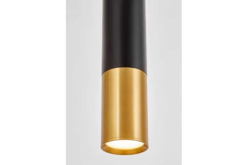 LAMPADA A SOSPENSIONE MODERNA CON TUBO NERO E OTTONE LINEO W1