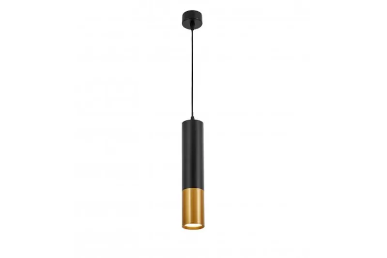 LAMPADA A SOSPENSIONE MODERNA CON TUBO NERO E OTTONE LINEO W1