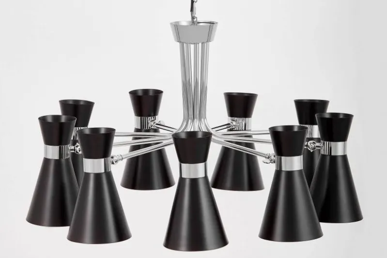 LAMPADA A SOSPENSIONE MODERNA NERA E CROMO SENA W9