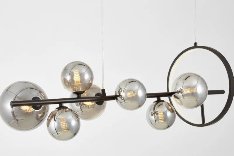 LAMPADA A SOSPENSIONE MODERNA NERA E FUME' MERIDO W7