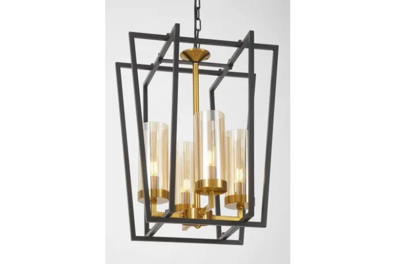 LAMPADA A SOSPENSIONE MODERNA NERO E ORO ARES W4