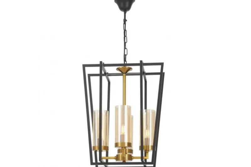 LAMPADA A SOSPENSIONE MODERNA NERO E ORO ARES W4