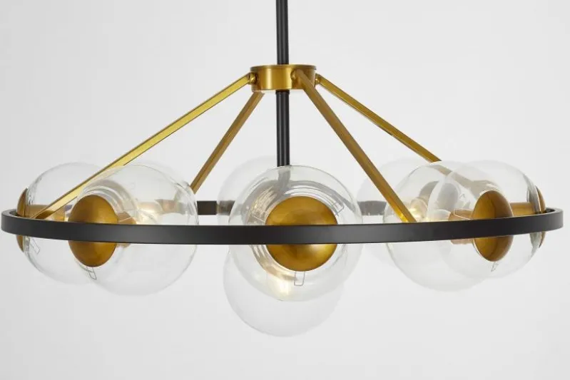 LAMPADA A SOSPENSIONE MODERNA NERO-ORO DONZANO W9 PRO