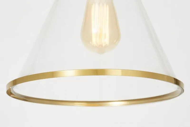 Lampada a sospensione moderna ottone con paralume a coppa FEROLI