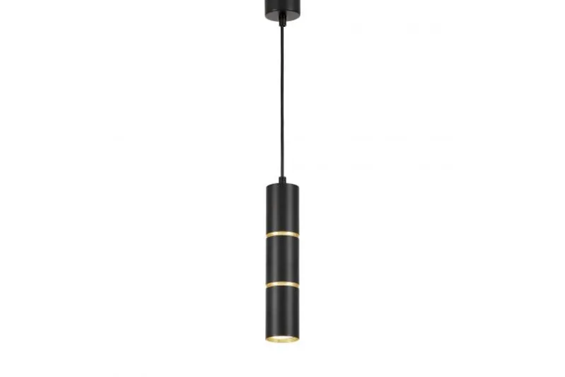 LAMPADA A SOSPENSIONE MODERNA TUBO NERO E ORO ASTI W1