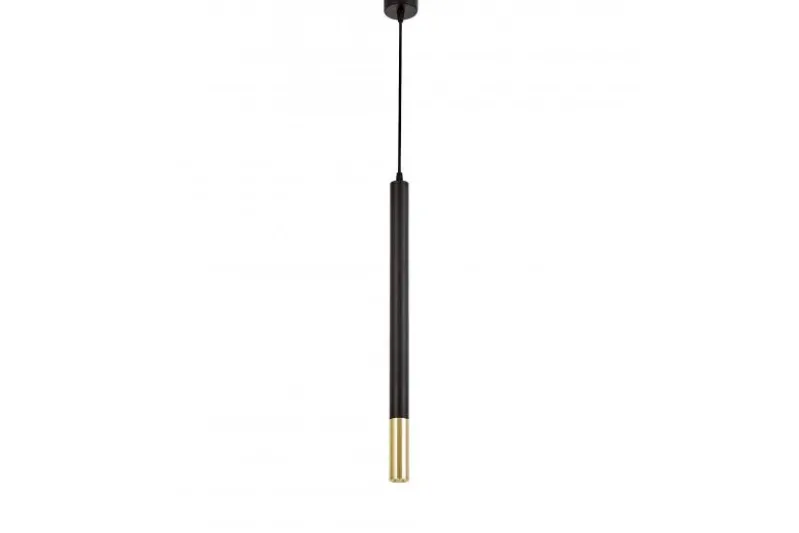 LAMPADA A SOSPENSIONE MODERNA TUBO NERO E ORO SLIM W1