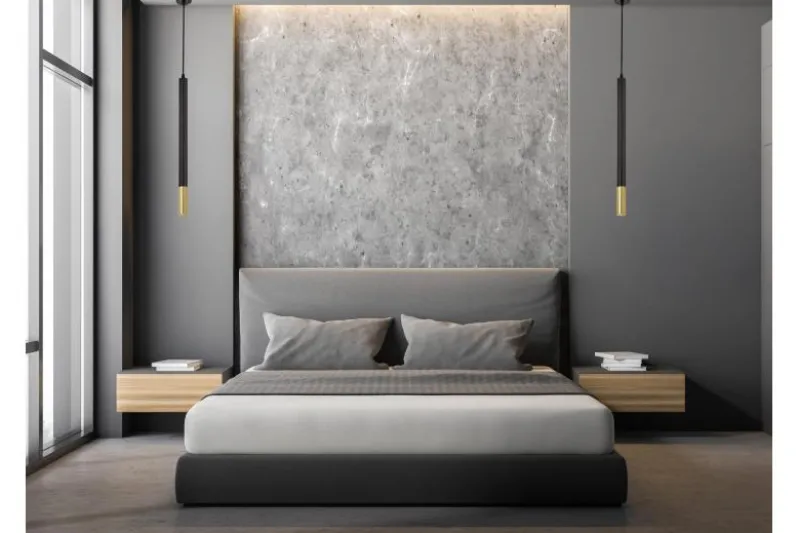LAMPADA A SOSPENSIONE MODERNA TUBO NERO E ORO SLIM W1