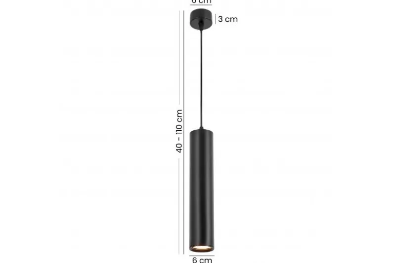 LAMPADA A SOSPENSIONE MODERNA TUBO NERO LINEO W1