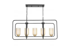 LAMPADA A SOSPENSIONE NERA E OTTONE CHICAGO W5