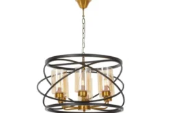 LAMPADA A SOSPENSIONE NERA E OTTONE MOZA W6