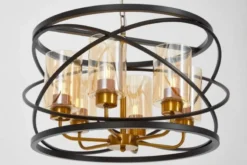 LAMPADA A SOSPENSIONE NERA E OTTONE MOZA W6
