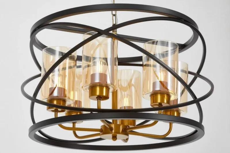LAMPADA A SOSPENSIONE NERA E OTTONE MOZA W6