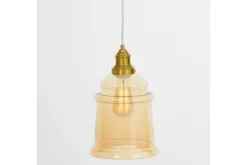 Lampada a sospensione ottone con paralume vetro ambra MOLETTI D20