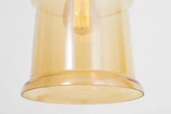 Lampada a sospensione ottone con paralume vetro ambra MOLETTI D20