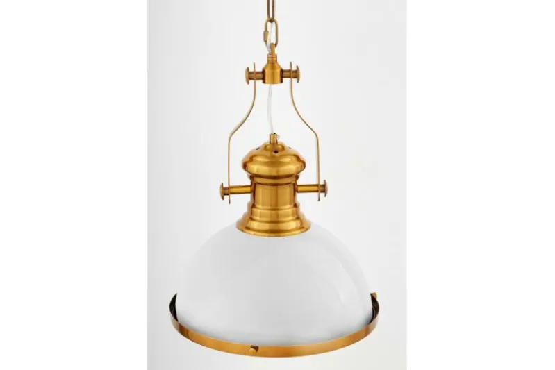 Lampada a sospensione ottone e bianco stile industriale ETTORE