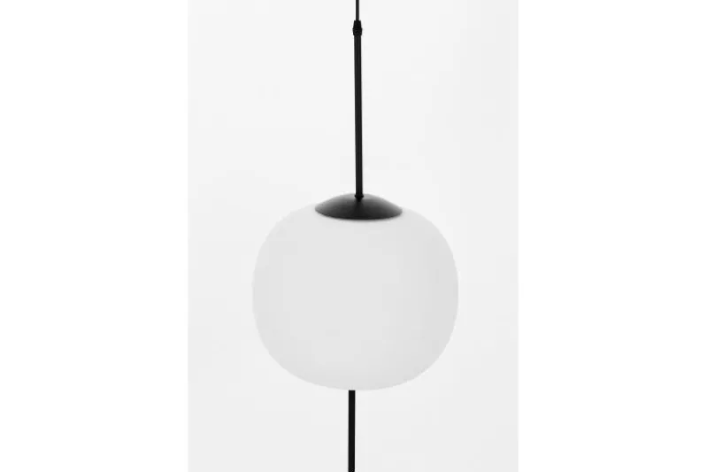 Lampada a sospensione palla bianca stelo metallo nero ALPINA D33