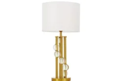 Lampada da comodino bianca e ottone moderna KAMPANIA