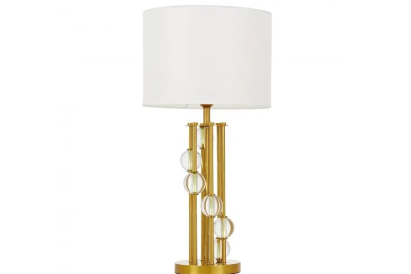 Lampada da comodino bianca e ottone moderna KAMPANIA