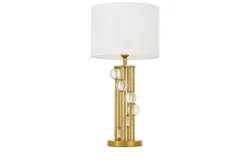 Lampada da comodino bianca e ottone moderna KAMPANIA