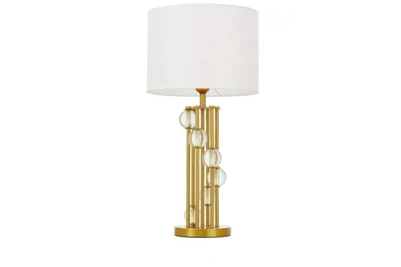 Lampada da comodino bianca e ottone moderna KAMPANIA