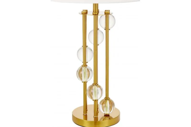 Lampada da comodino bianca e ottone moderna KAMPANIA
