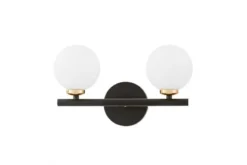 Lampada da parete due sfere nero oro MARSIADA W2