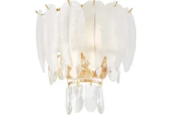 LAMPADA DA PARETE IN CRISTALLO BIANCO E ORO CAVALINI W2