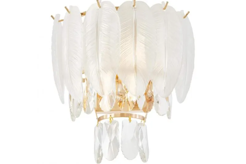 LAMPADA DA PARETE IN CRISTALLO BIANCO E ORO CAVALINI W2