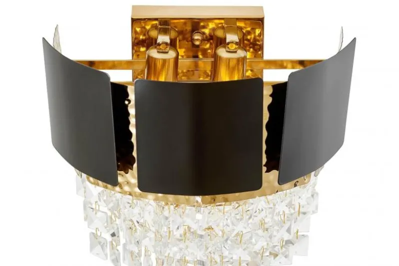 LAMPADA DA PARETE IN CRISTALLO NERO E ORO MOLINA W2
