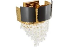 LAMPADA DA PARETE IN CRISTALLO NERO E ORO MOLINA W2