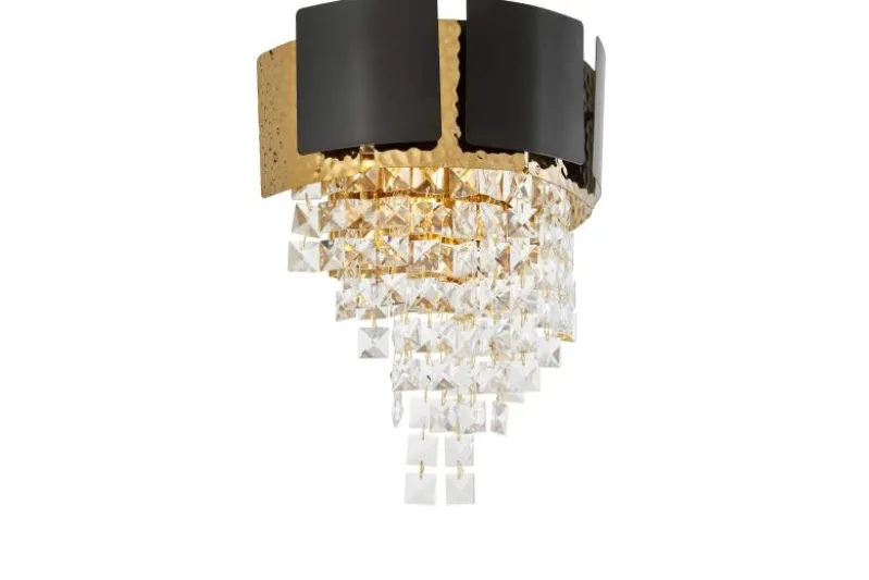 LAMPADA DA PARETE IN CRISTALLO NERO E ORO MOLINA W2