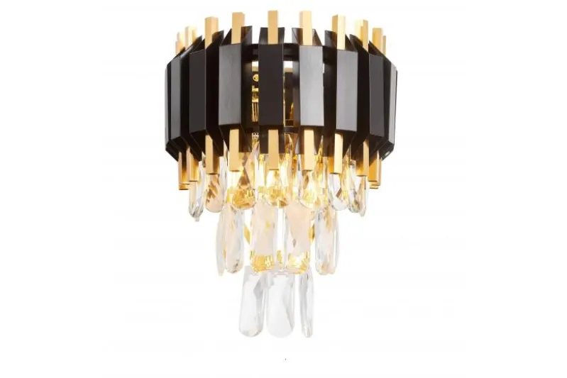 LAMPADA DA PARETE IN CRISTALLO NERO E ORO RIVO W2