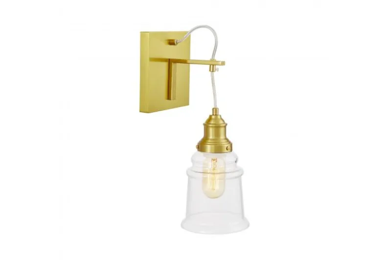 Lampada da parete ottone con paralume trasparente MOLETTI W1