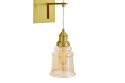 Lampada da parete ottone e vetro ambra doppia MOLETTI W2