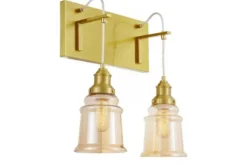 Lampada da parete ottone e vetro ambra doppia MOLETTI W2