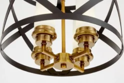 Lampada da soffitto industrial vintage nera e ottone a gabbia ASTILA W3