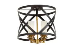 Lampada da soffitto industrial vintage nera e ottone a gabbia ASTILA W3