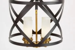 Lampada da soffitto industrial vintage nera e ottone a gabbia ASTILA W3