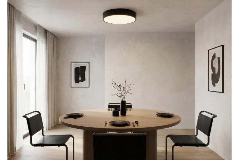 LAMPADA DA SOFFITTO MODERNA NERA ORBO D40
