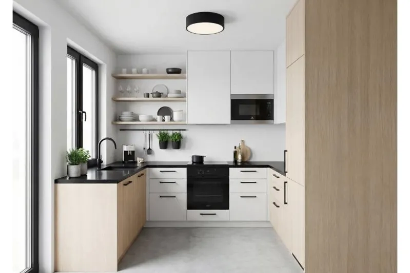 LAMPADA DA SOFFITTO MODERNA NERA ORBO D30