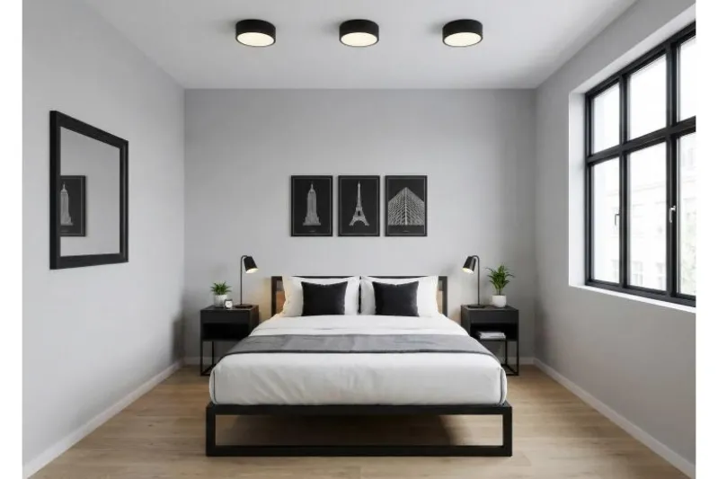 LAMPADA DA SOFFITTO MODERNA NERA ORBO D23