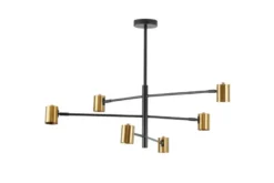 LAMPADA DA SOFFITTO MODERNA NERO E ORO DORA W6