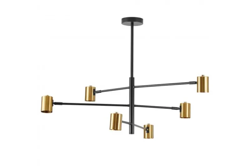 LAMPADA DA SOFFITTO MODERNA NERO E ORO DORA W6
