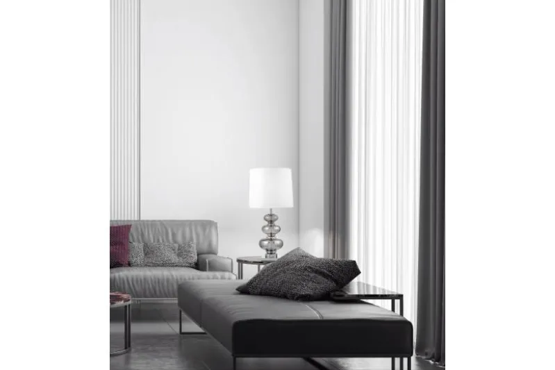 Lampada da tavolo comodino BRISTON Bianco Argento