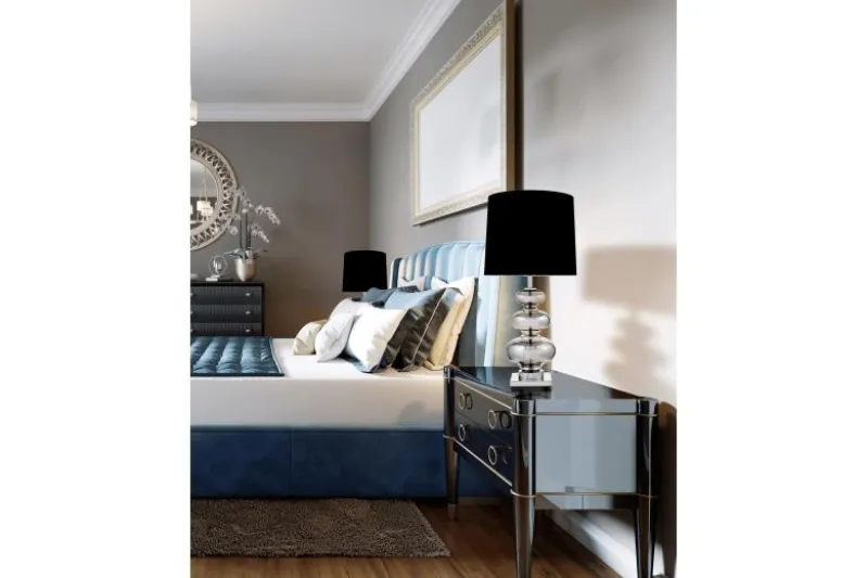 Lampada da tavolo comodino BRISTON Nero Argento