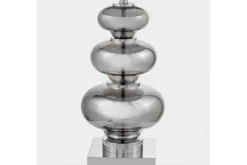 Lampada da tavolo comodino BRISTON Nero Argento