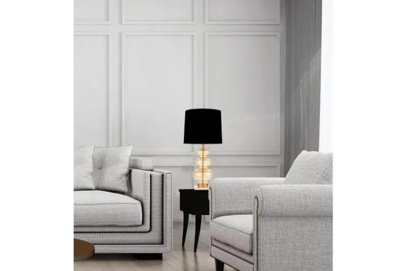 Lampada da tavolo comodino BRISTON Nero Oro